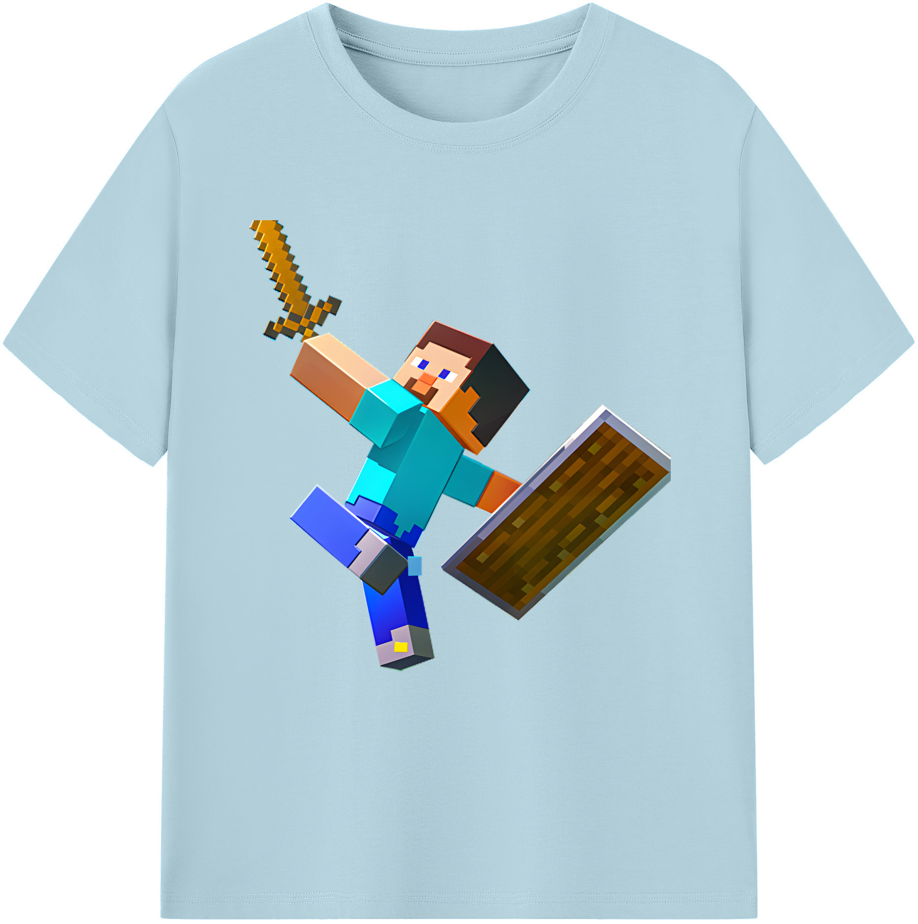 （画像用） マインクラフト ブロックの世界 Minecraft MC Block world 綿100％半袖Tシャツ（フロントプリント）